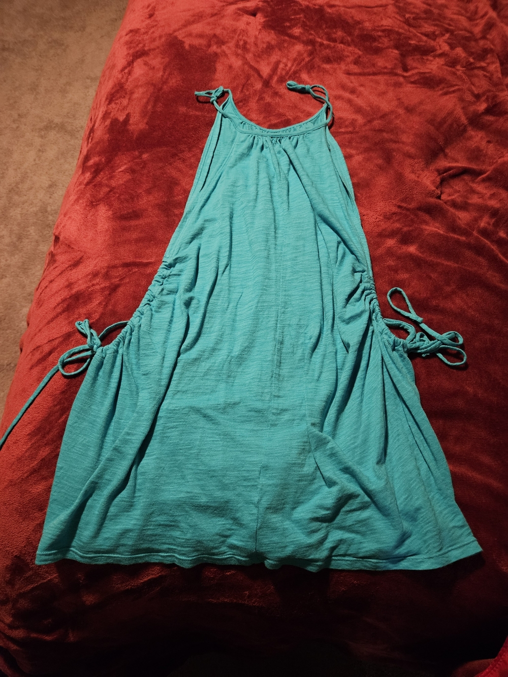 Turquoise Halter Tie-Side Summer Dress - Women's